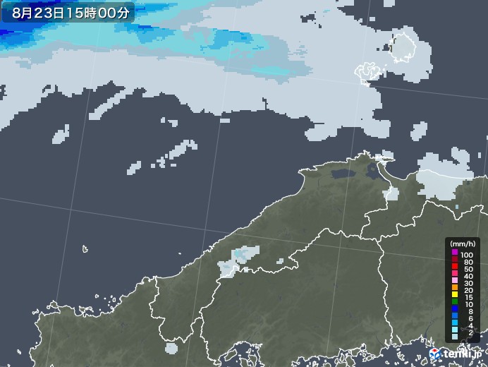 島根県の雨雲レーダー(2021年08月23日)