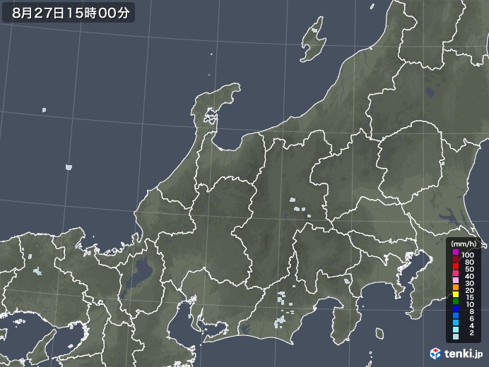 北陸地方の雨雲レーダー(2021年08月27日)