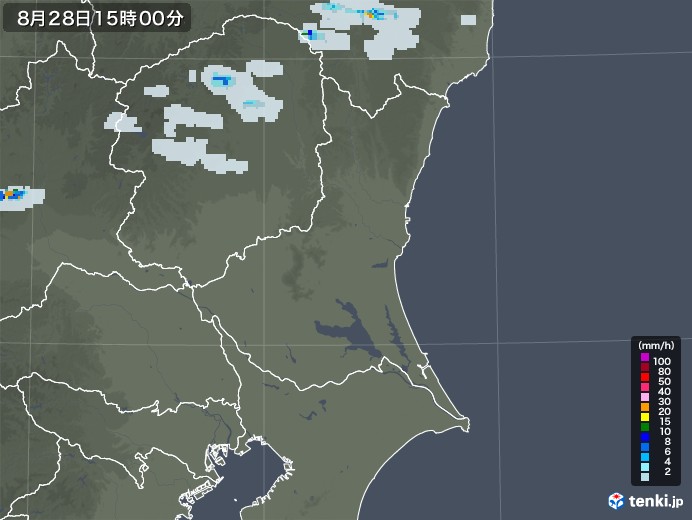 茨城県の雨雲レーダー(2021年08月28日)