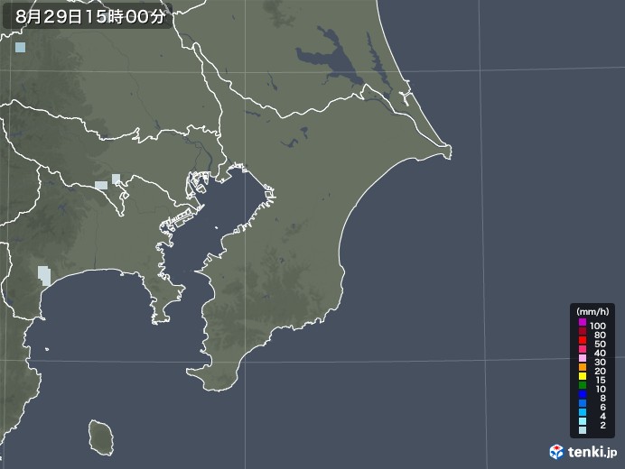 千葉県の雨雲レーダー(2021年08月29日)