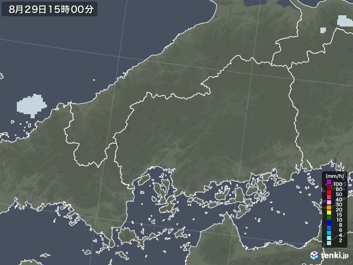 広島県の雨雲レーダー(2021年08月29日)
