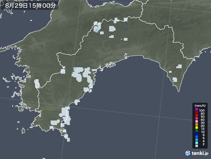 高知県の雨雲レーダー(2021年08月29日)
