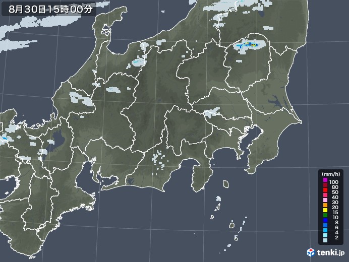 関東・甲信地方の雨雲レーダー(2021年08月30日)
