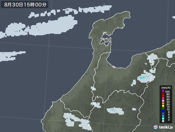 石川県の雨雲レーダー(2021年08月30日)