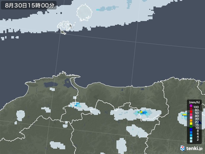 鳥取県の雨雲レーダー(2021年08月30日)