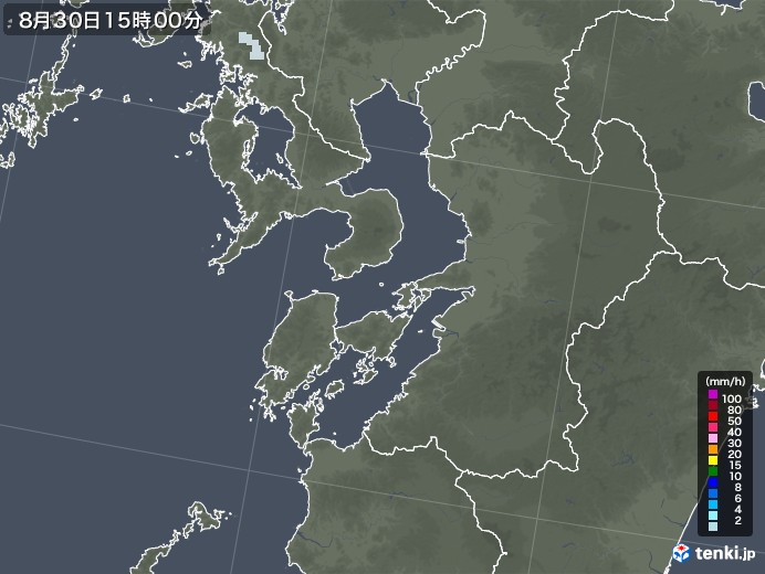 熊本県の雨雲レーダー(2021年08月30日)