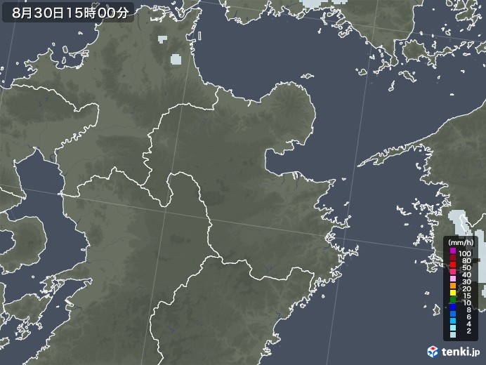 大分県の雨雲レーダー(2021年08月30日)
