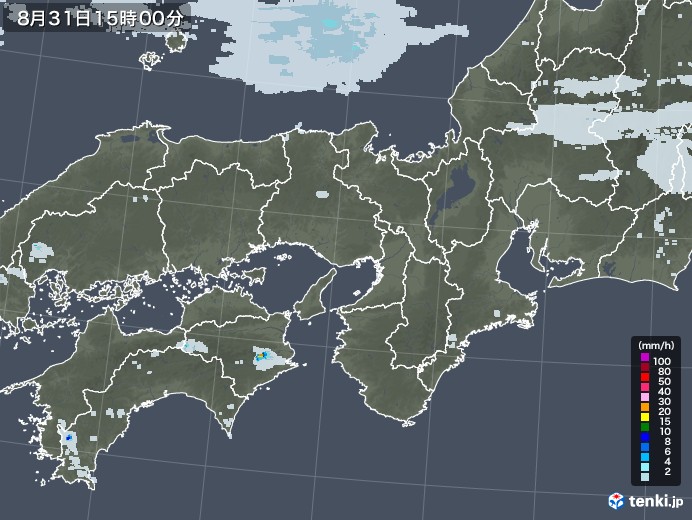 近畿地方の雨雲レーダー(2021年08月31日)