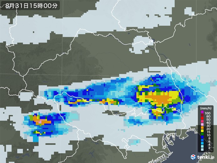 埼玉県の雨雲レーダー(2021年08月31日)