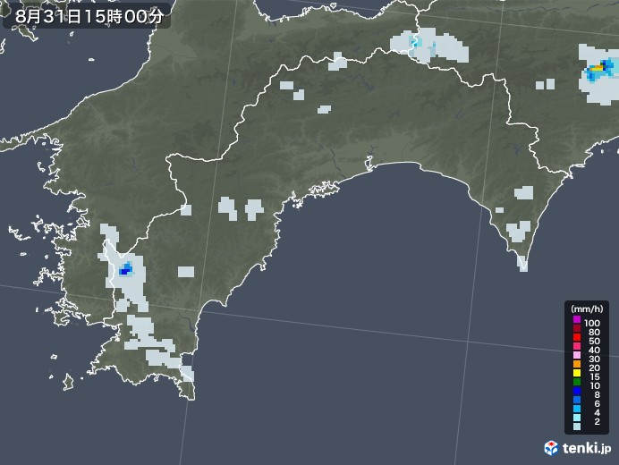 高知県の雨雲レーダー(2021年08月31日)
