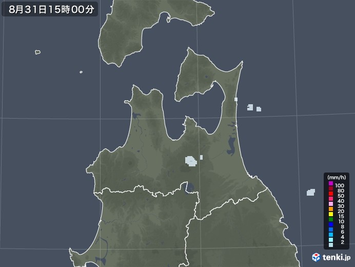青森県の雨雲レーダー(2021年08月31日)