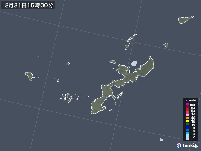沖縄県の雨雲レーダー(2021年08月31日)