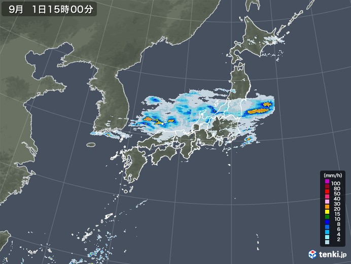 雨雲レーダー(2021年09月01日)