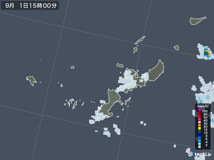沖縄県の雨雲レーダー(2021年09月01日)