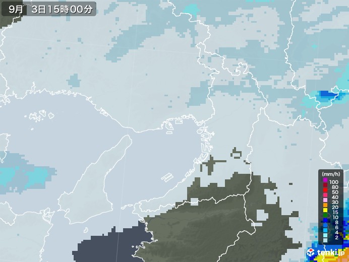 大阪府の雨雲レーダー(2021年09月03日)