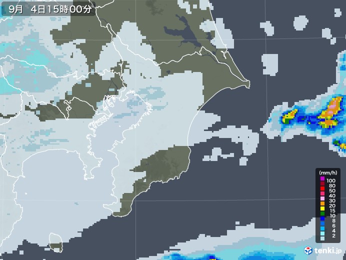 千葉県の雨雲レーダー(2021年09月04日)