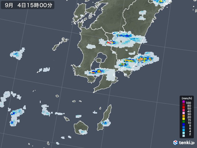 鹿児島県の雨雲レーダー(2021年09月04日)