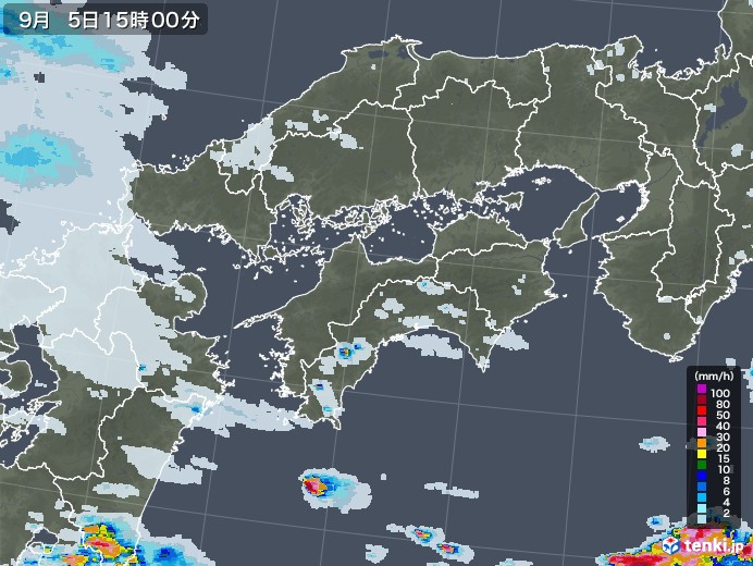 四国地方の雨雲レーダー(2021年09月05日)