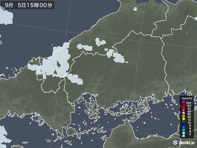 広島県の雨雲レーダー(2021年09月05日)