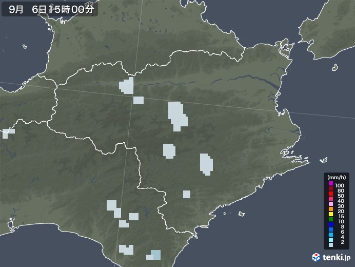 徳島県の雨雲レーダー(2021年09月06日)