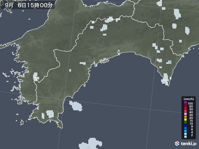 高知県の雨雲レーダー(2021年09月06日)