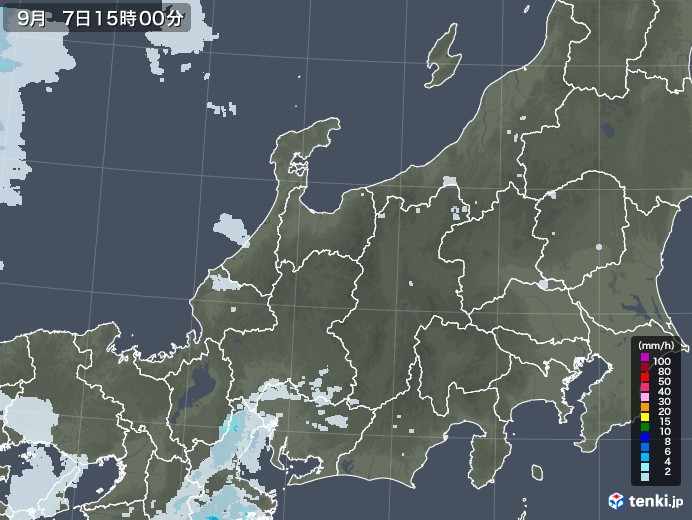 北陸地方の雨雲レーダー(2021年09月07日)