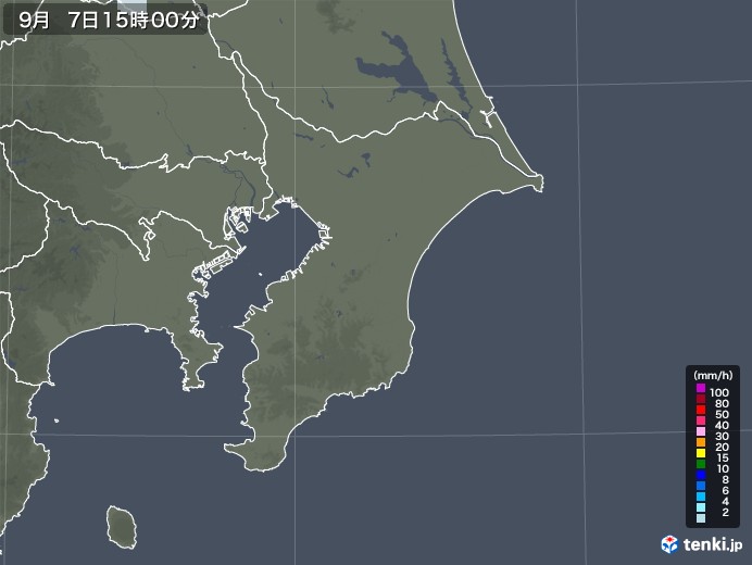 千葉県の雨雲レーダー(2021年09月07日)