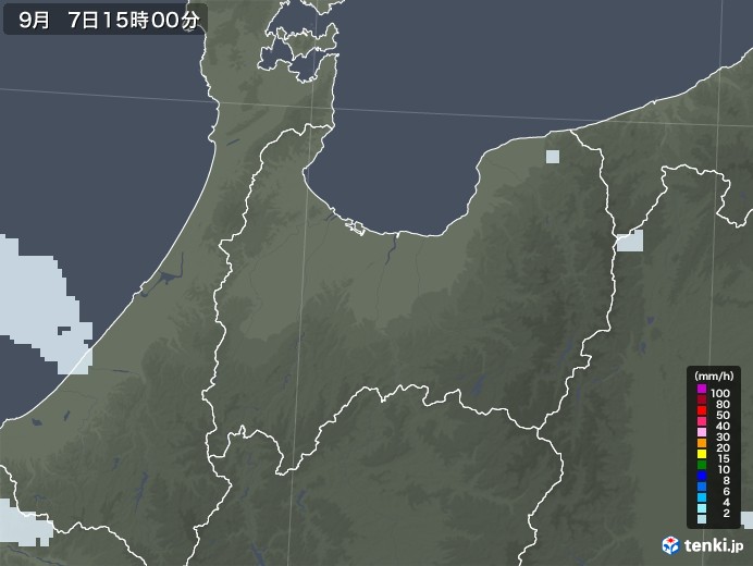 富山県の雨雲レーダー(2021年09月07日)