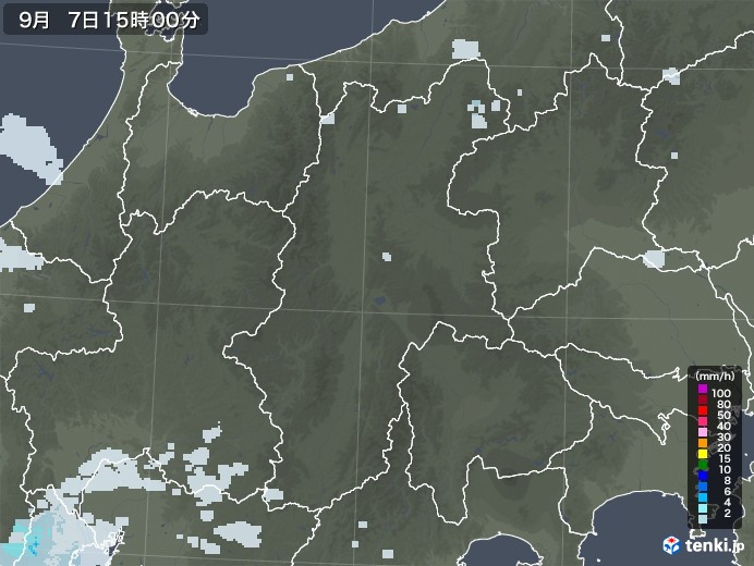 長野県の雨雲レーダー(2021年09月07日)