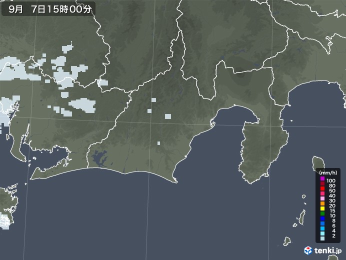静岡県の雨雲レーダー(2021年09月07日)