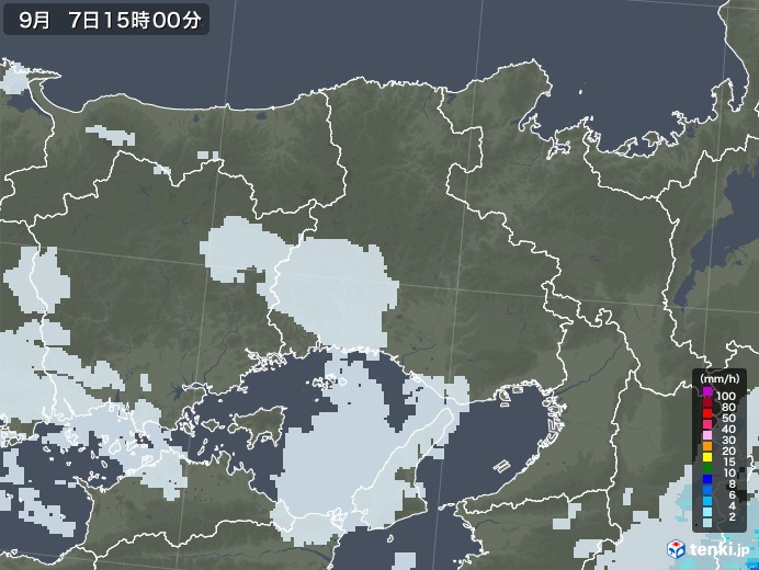 兵庫県の雨雲レーダー(2021年09月07日)