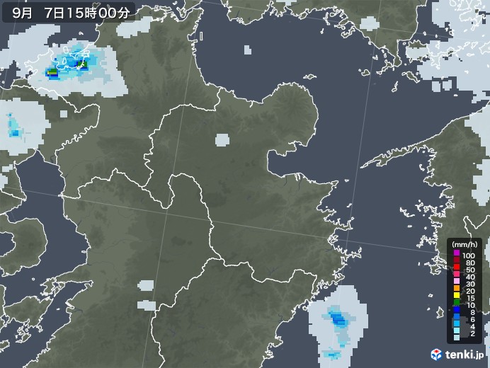 大分県の雨雲レーダー(2021年09月07日)