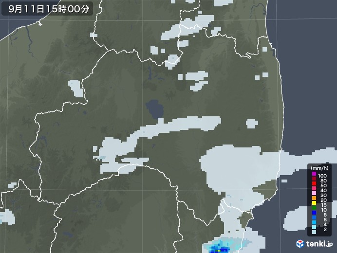 福島県の雨雲レーダー(2021年09月11日)