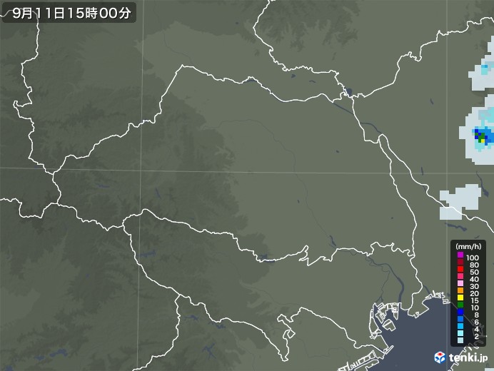 埼玉県の雨雲レーダー(2021年09月11日)