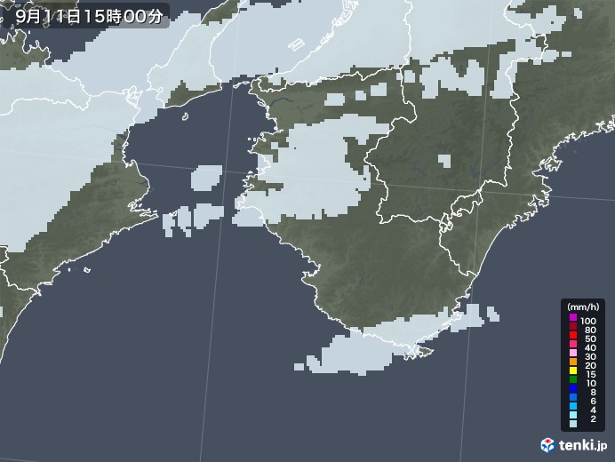 和歌山県の雨雲レーダー(2021年09月11日)