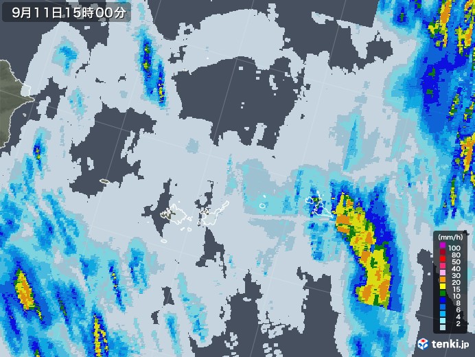 宮古・石垣・与那国(沖縄県)の雨雲レーダー(2021年09月11日)