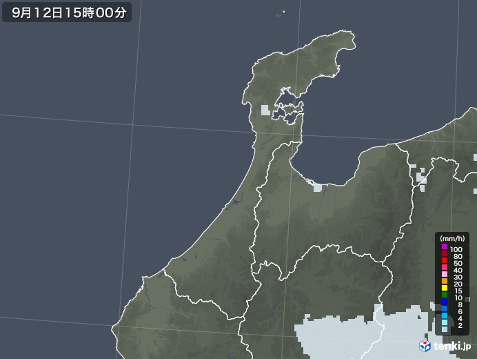 石川県の雨雲レーダー(2021年09月12日)