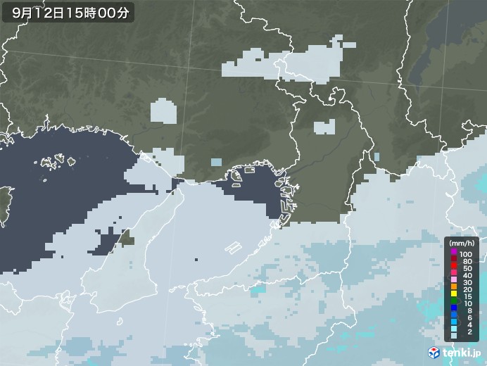 大阪府の雨雲レーダー(2021年09月12日)