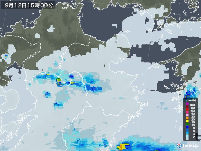 大分県の雨雲レーダー(2021年09月12日)