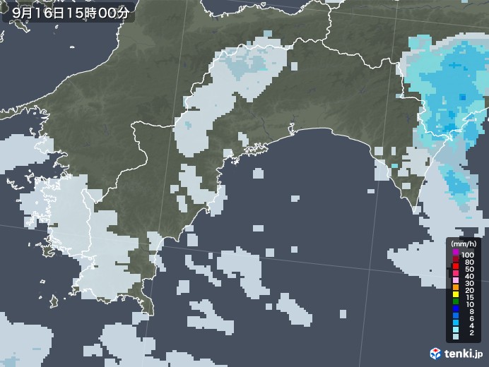 高知県の雨雲レーダー(2021年09月16日)