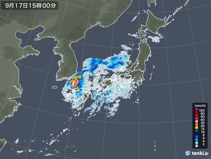 過去の雨雲レーダー 21年09月17日 日本気象協会 Tenki Jp