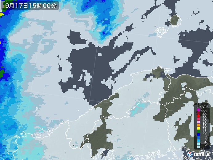 島根県の雨雲レーダー(2021年09月17日)