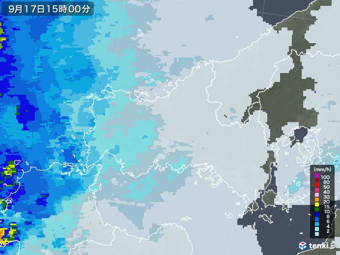 山口県の雨雲レーダー(2021年09月17日)