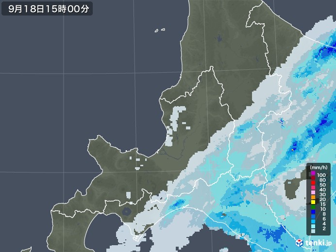 道央の雨雲レーダー(2021年09月18日)
