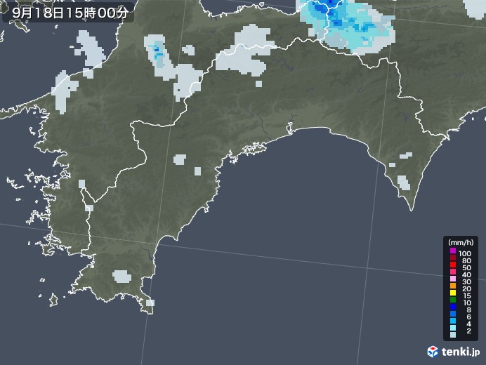 高知県の雨雲レーダー(2021年09月18日)