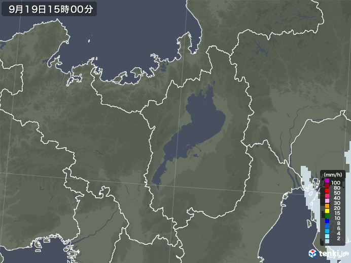 滋賀県の雨雲レーダー(2021年09月19日)