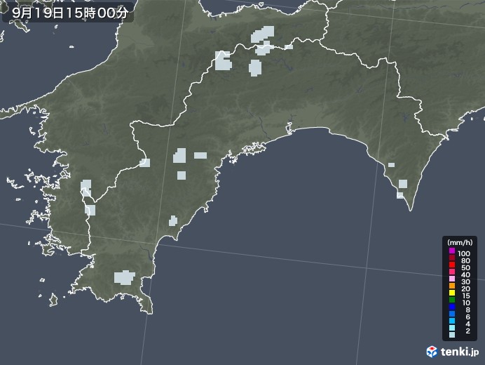 高知県の雨雲レーダー(2021年09月19日)