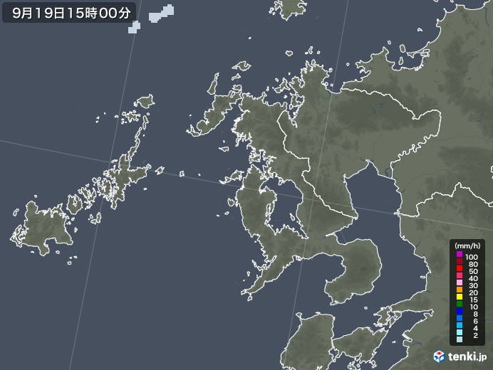 長崎県の雨雲レーダー(2021年09月19日)