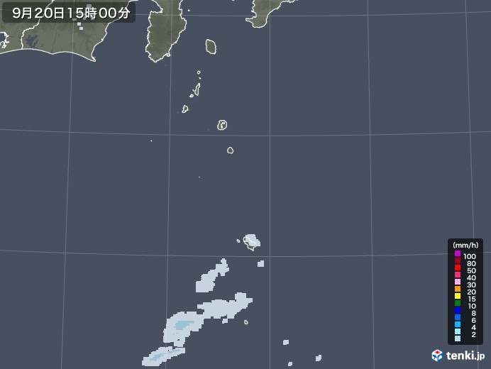 伊豆諸島(東京都)の雨雲レーダー(2021年09月20日)