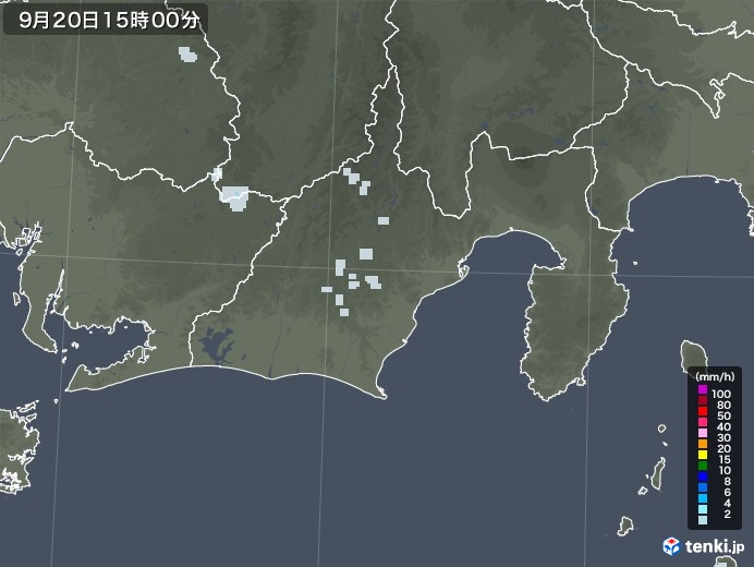 静岡県の雨雲レーダー(2021年09月20日)